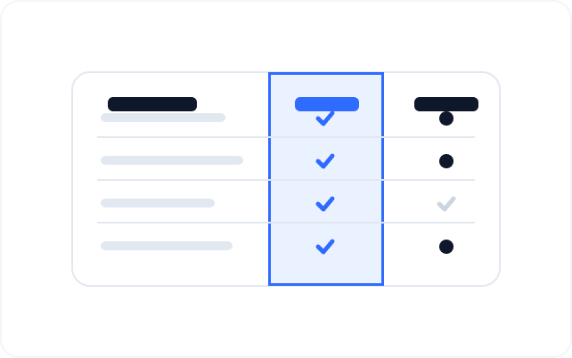 Comparison Tables layout preview